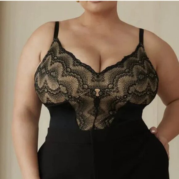 Pinsy Sculpting Lace Shapewear Bodysuit, Black, XL Long - Picture 6 of 9